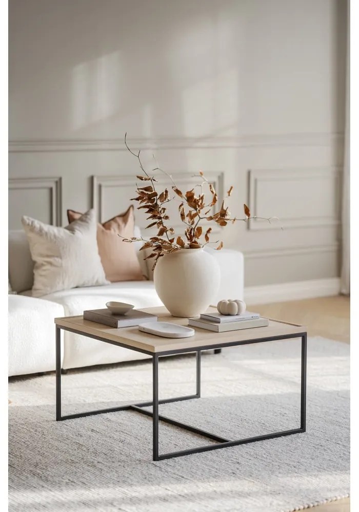 Масичка за кафе с дъбова дървена плоскост в естествен цвят ø 80 cm Deerfield – Rowico