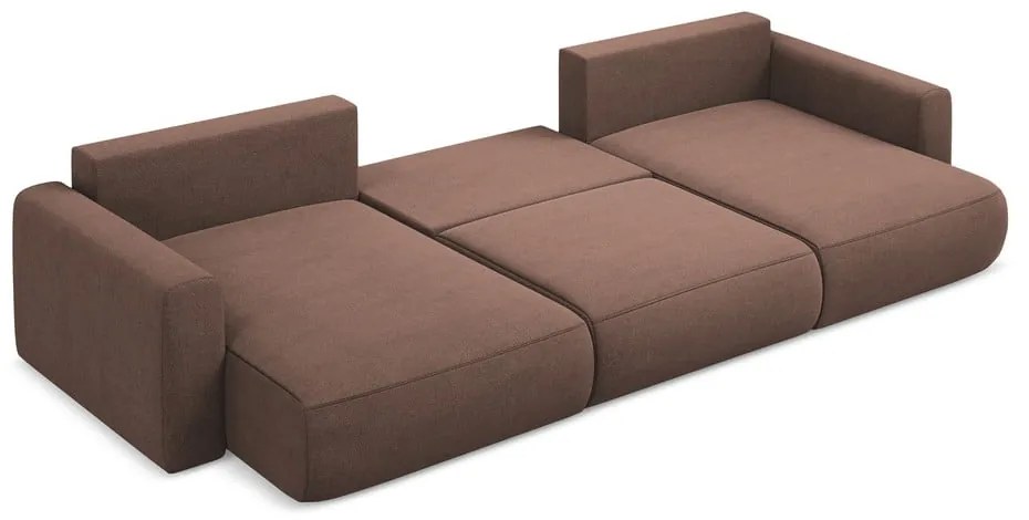 Розов разтегателен ъглов диван с място за съхранение (U форма) Kapua – Makamii