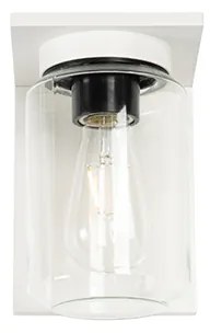 Модерна стенна лампа бяла с прозрачно стъкло IP54 - Marshall