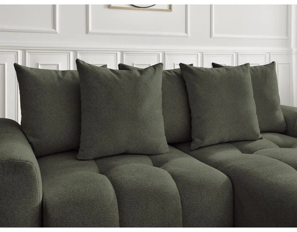 Шенилов разтегателен ъглов диван с място за съхранение в цвят каки (десен ъгъл) Roxelane – Bobochic Paris