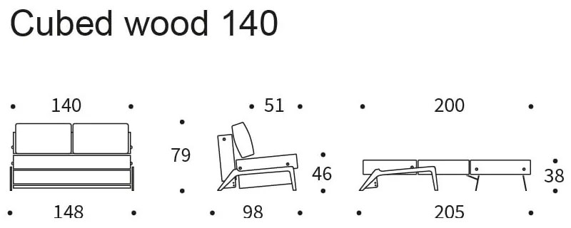 Бежов разтегателен диван, 96 x 147 cm Innovation Cubed Wood Linen Sand Grey