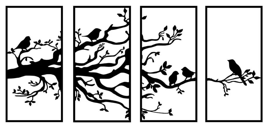 Метална декорация за стена 34x70 cm Branch - Wallity