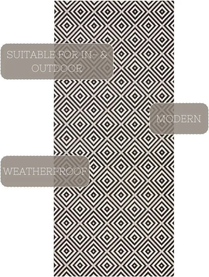 Черно-бял килим за открито , 80 x 200 cm Karo - NORTHRUGS