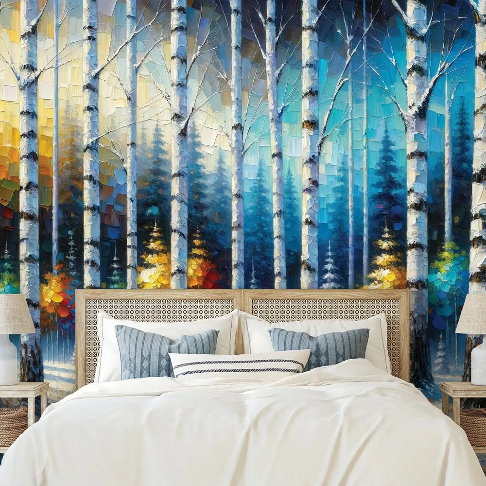 Тапет – Цветна зимна гора