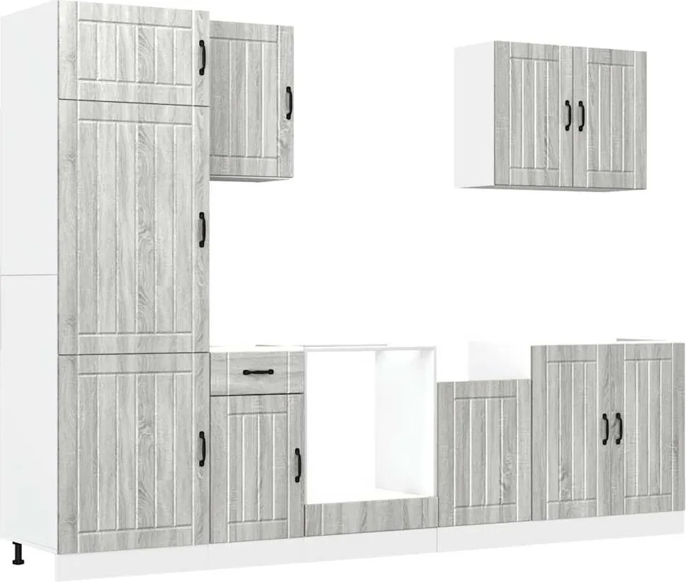 3314777 vidaXL Комплект кухненски шкафове от 7 части Lucca, инженерно дърво