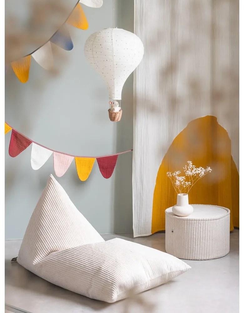 Кремав детски пуф от рипсено кадифе Big Lounger – Wigiwama