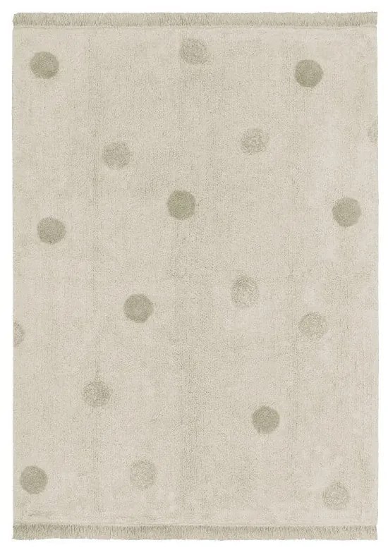 Ръчно изработен памучен детски килим подходящ за пране в цвят каки и кремаво 120x160 cm Hippy Dots Olive – Lorena Canals