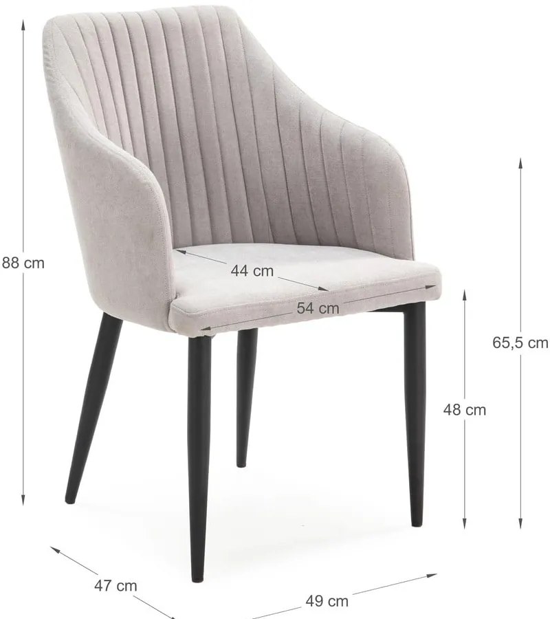 Светлосиви тапицирани трапезни столове в комплект 2 бр. Nadi – Marckeric