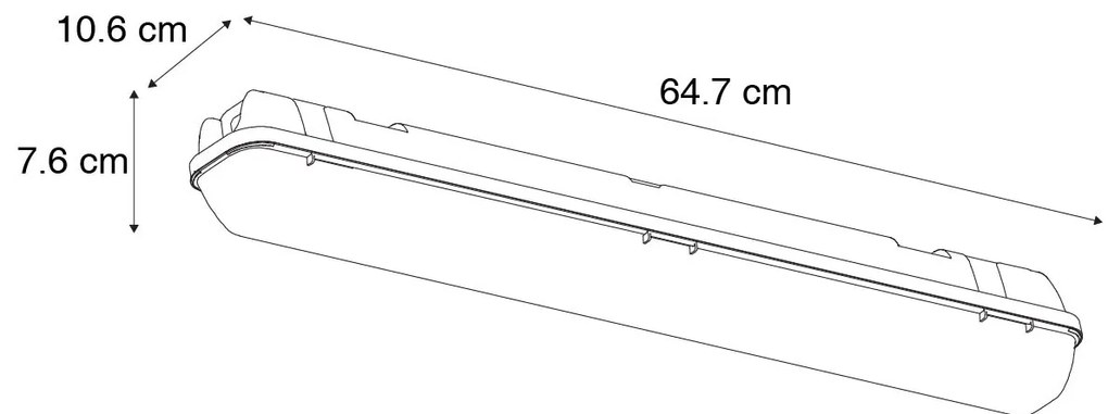 TL осветително тяло сиво с LED 15W 2250 lm 4000K IP65 - Base