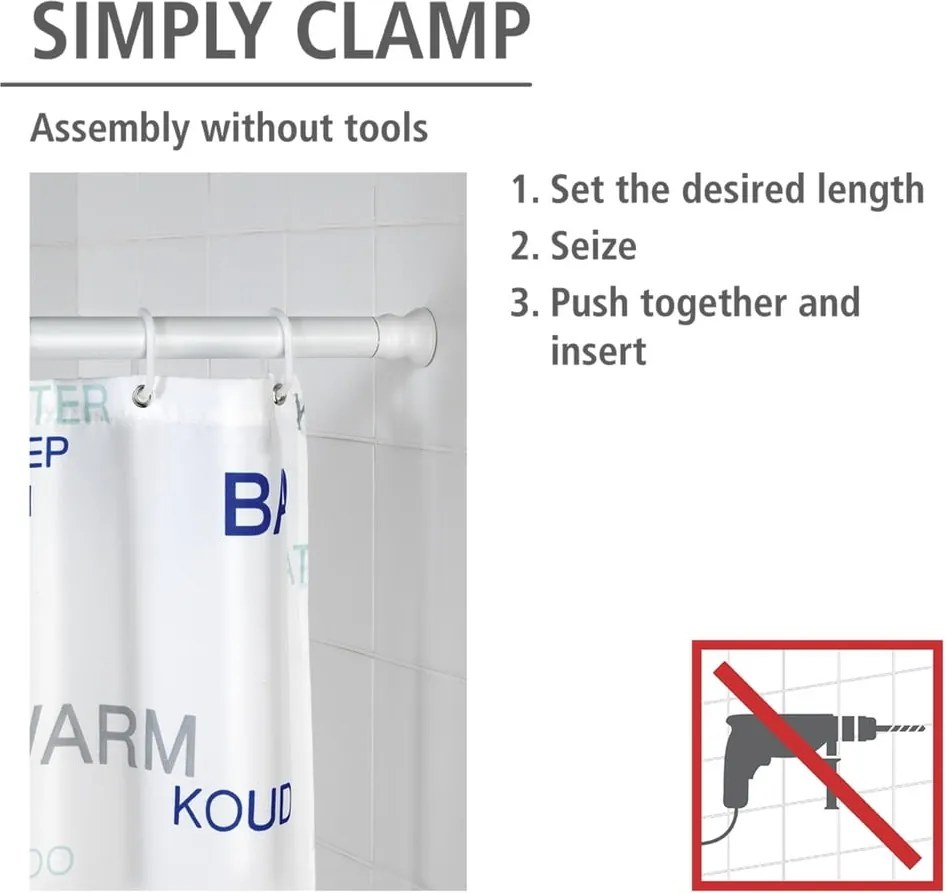 Бял прът за душ завеса 110 - 185 cm – Wenko