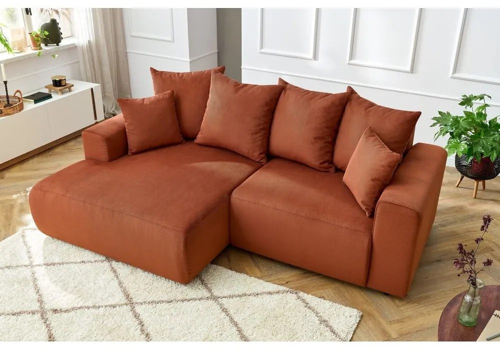 Оранжев кадифен ъглов диван Enjoy – Bobochic Paris