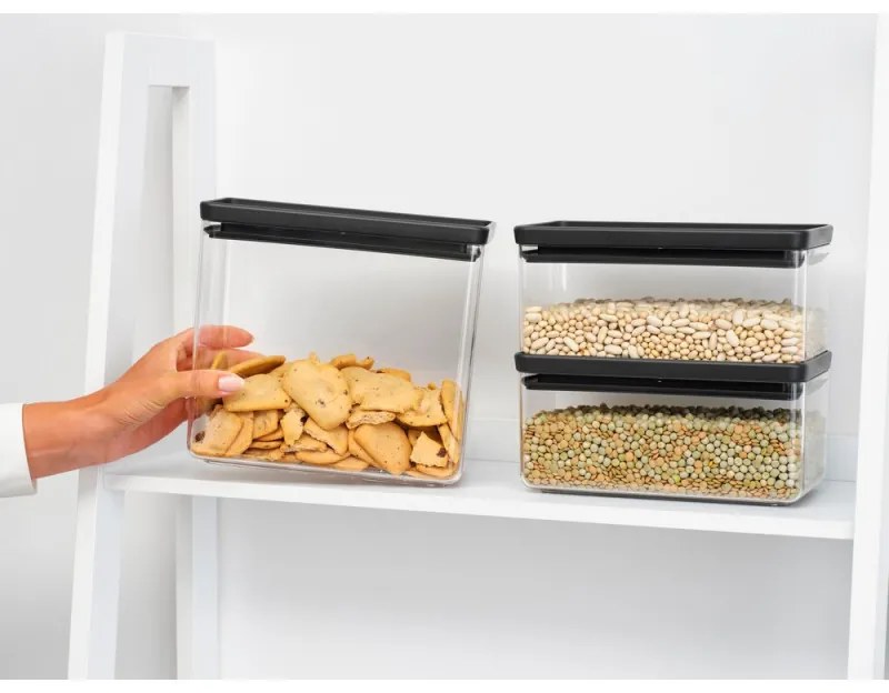 Кутии за съхранение Brabantia Tasty+ Stackable 1008881, 2x1.5л+1x3.5л, Без BPA, Плътно затваряне, Тъмносив