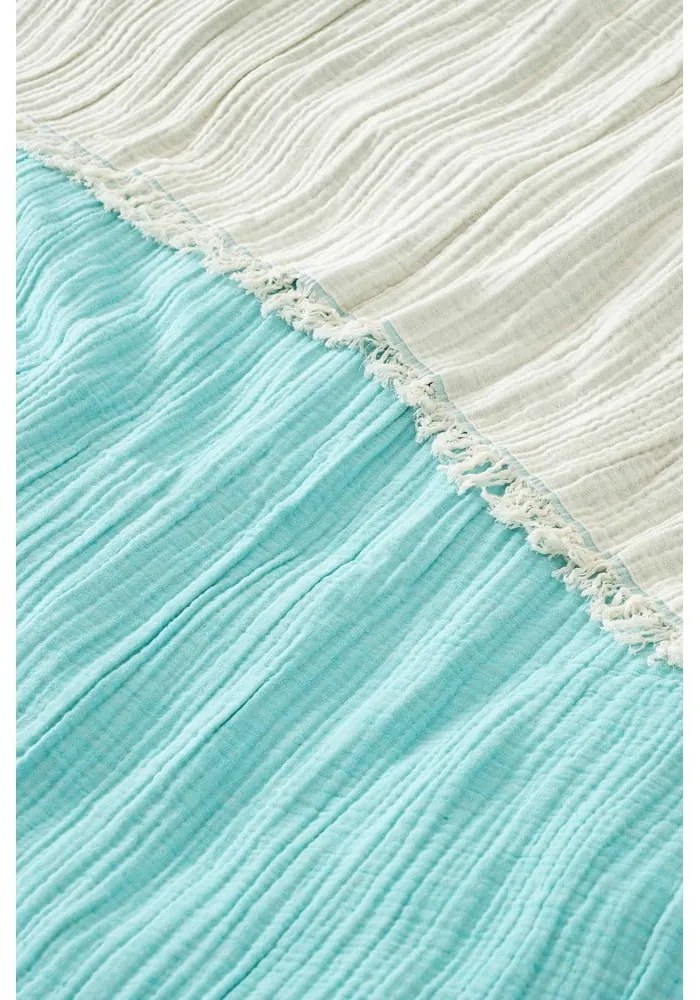 Тюркоазена муселинова покривка за двойно легло 230x250 cm - Mijolnir