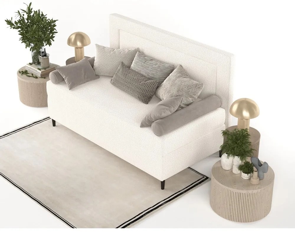 Кремаво тапицирано единично легло 80x200 cm Alba – Maison de Rêve