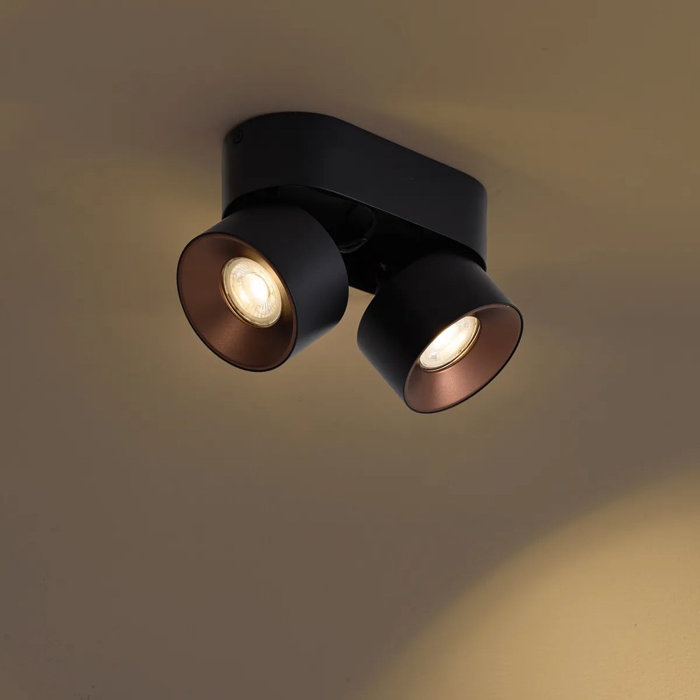 Modern Surface Spotlight Black GU10 50mm 2-Light Tiltable - Echo