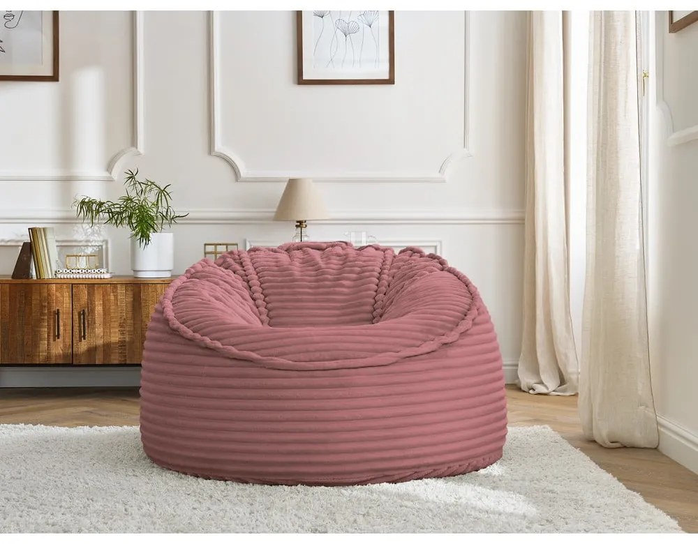 Розов пуф от рипсено кадифе Socrate – Bobochic Paris