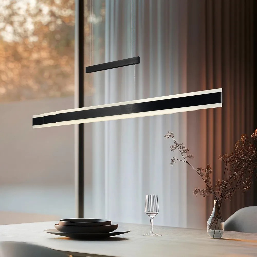 Матово черно LED висящо осветително тяло с метален абажур Arcola – Trio