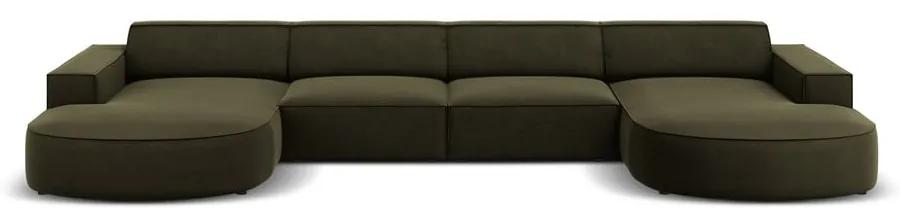 Ъглов диван от зелено кадифе (U-образен) Jodie - Micadoni Home