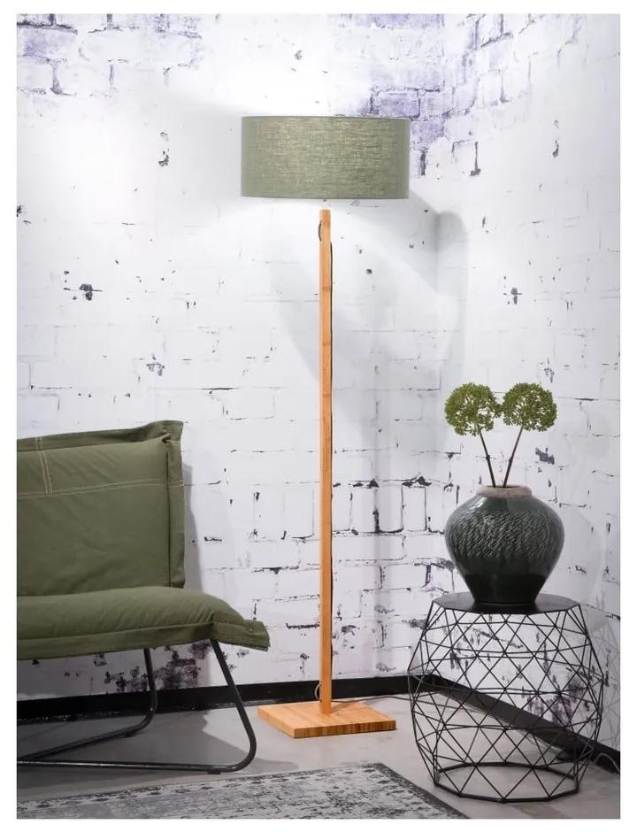 Подова лампа със зелен абажур и бамбукова конструкция Fuji - Good&amp;Mojo