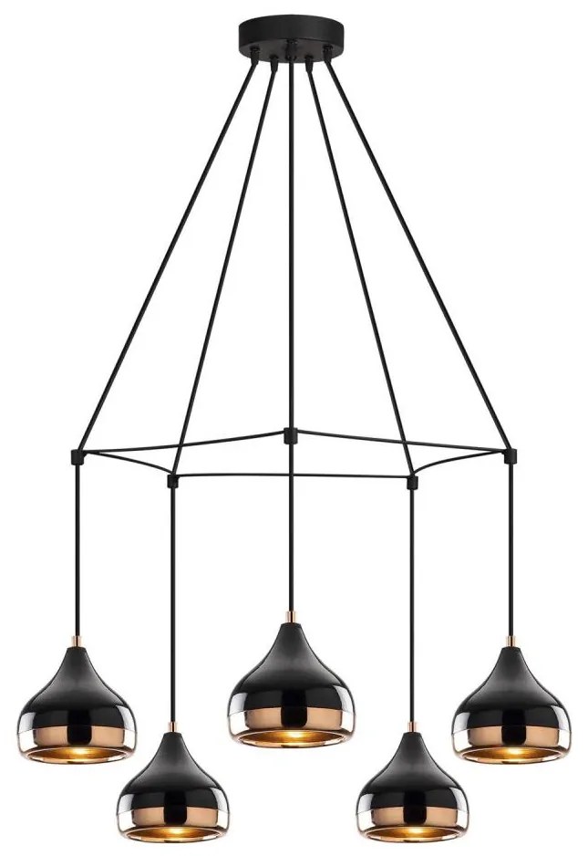 Полилей на кабел YILDO 5xE27/40W/230V черен/меден
