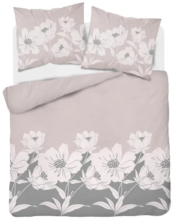 Фланелено спално бельо – розово с флорален десен 3 časti: 1ks 220x200 + 2ks 70x80