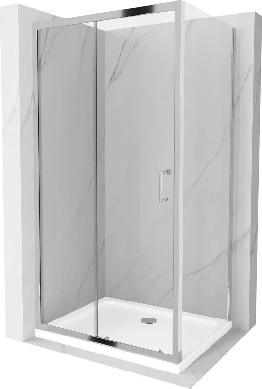Mexen Apia плъзгаща се душ кабина 140 x 80 см, прозрачна, хром + корито Flat