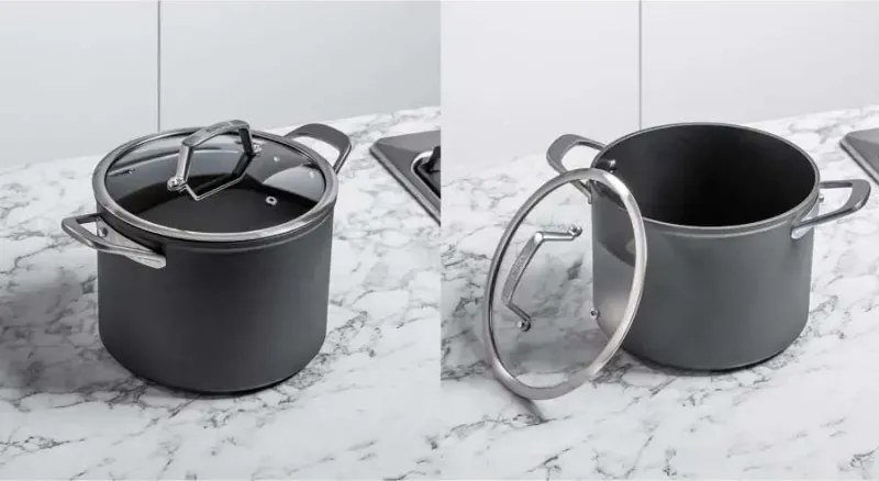 Комплект тенджери Ninja ZeroStick C33300DE, 6 части, До 260°C, Незалепващо покритие, Без PFAS, Стъклен капак, Индукция, Черен