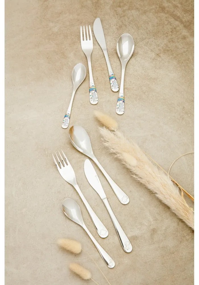 Детски прибори за хранене от неръждаема стомана в сребристо 4 бр. Unicorn – Zilverstad