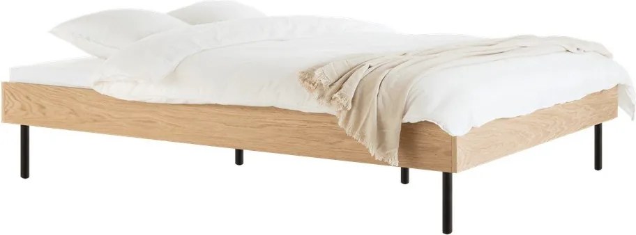 Двойно легло 180x200 cm ПДЧ от декор от дъб без табла с включена подматрачна рамка в естествен цвят Streiko – noo.ma