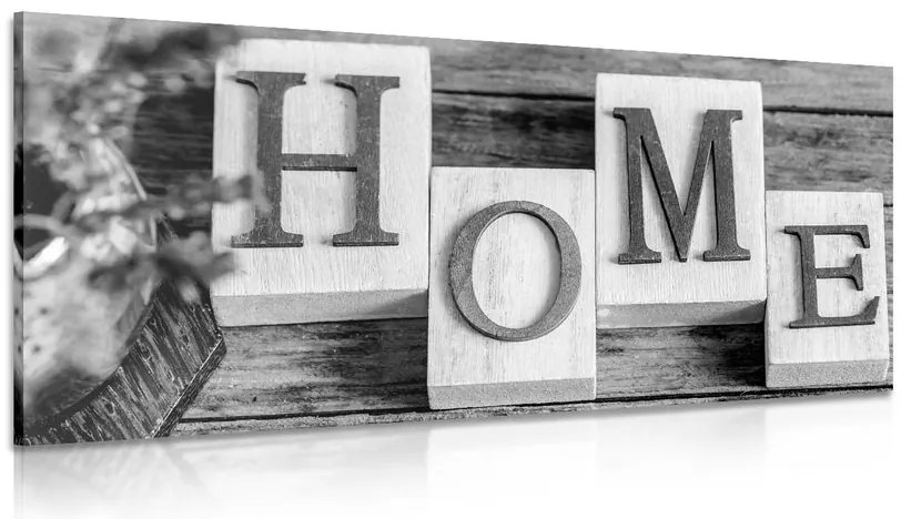 Картина на платно – Буквички Home в черно-бяло
