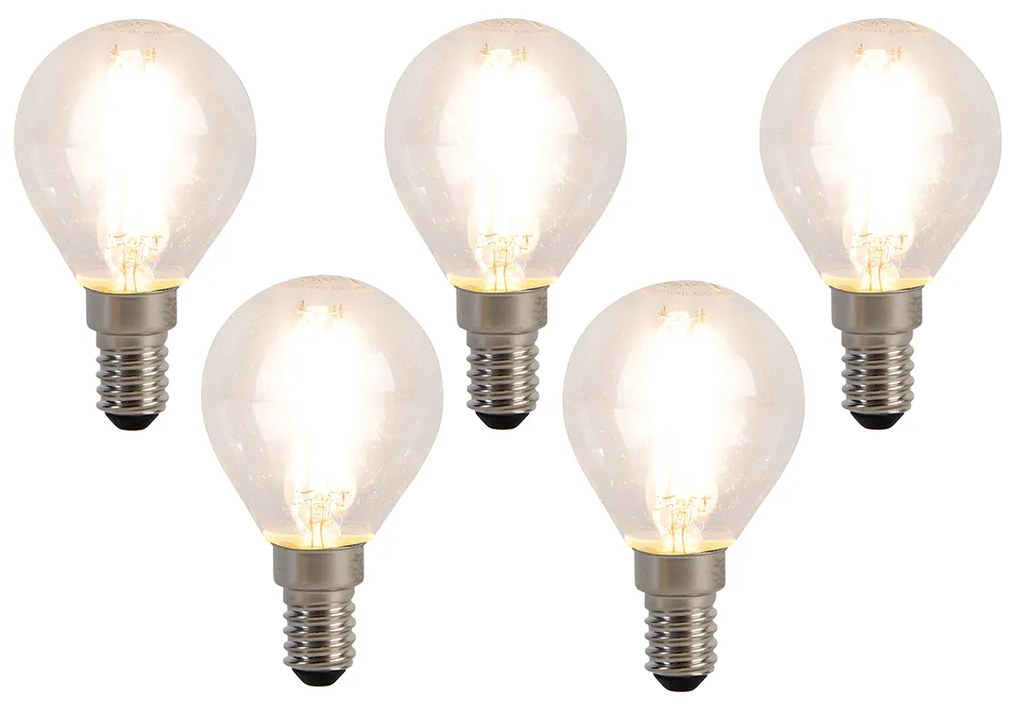 Комплект от 5 E14 LED Filament крушки P45 4W 470 lm 2700K