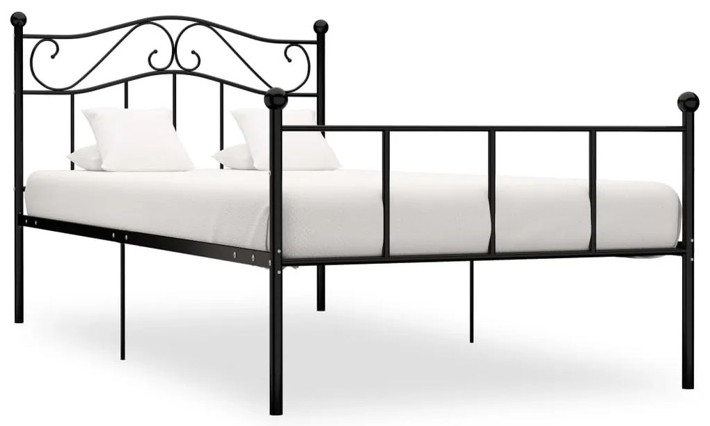 284524 vidaXL Рамка за легло, черна, метал, 100x200 cм
