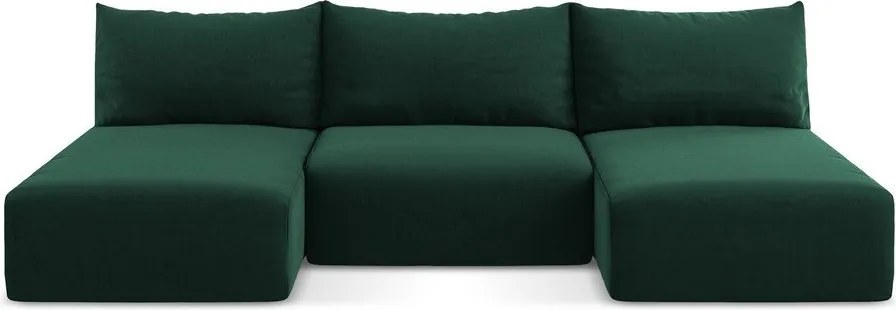 Тъмнозелен кадифен сгъваем/с място за съхранение ъглов диван (U форма) Kalena – Makamii