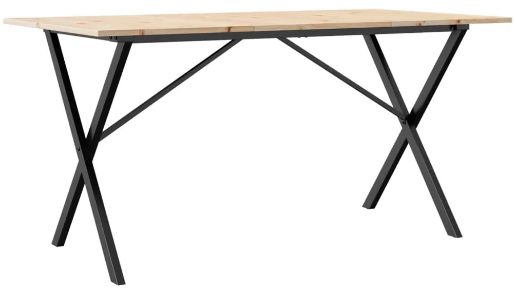 3282699 vidaXL Трапезна маса X-образна рамка 160x80x75 см бор масив и стомана