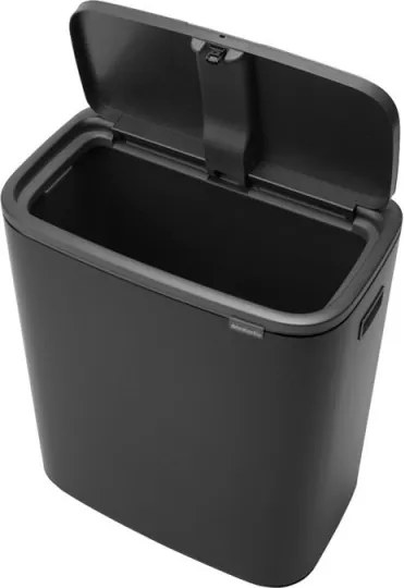 Кош за боклук Brabantia Bo Touch 1001274, 60 л, Плавно и безшумно отваряне, Голям отвор, Устойчив на отпечатъци, Черен/мат