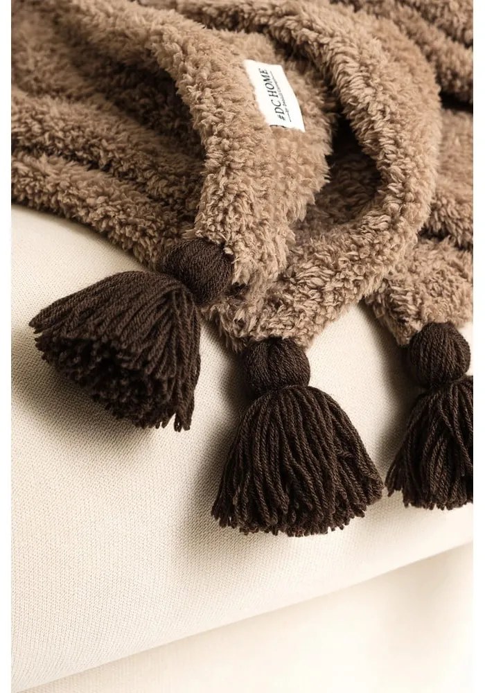 Кафява микро плюшена покривка за двойно легло 200x220 cm Pufffy - Mijolnir