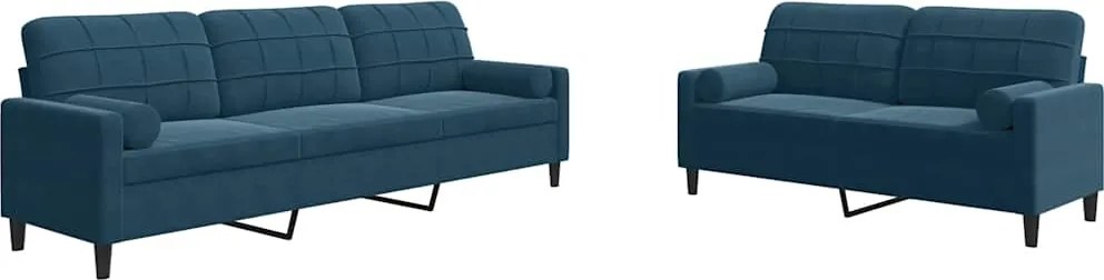 3278500 vidaXL Мека мебел от 2 части с възглавници и болстери син кадифе