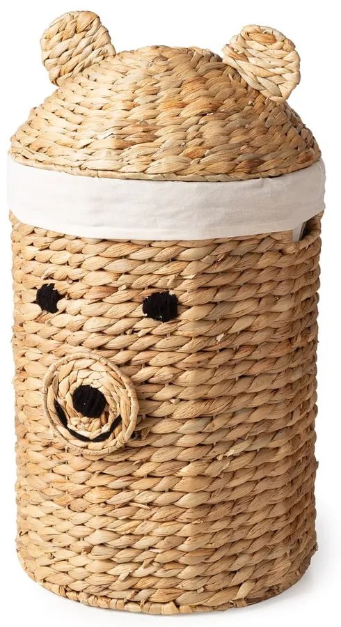 Детска кошница за играчки от воден зюмбюл естествена ø 30x56 cm Bear – Compactor