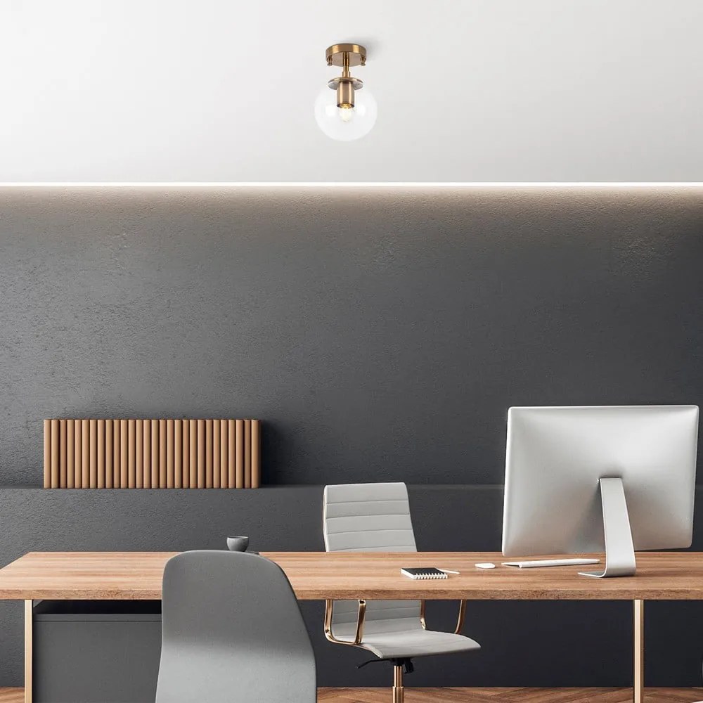 Осветително тяло за таван в месингов цвят със стъклен абажур ø 15 cm Atmaca – Opviq lights