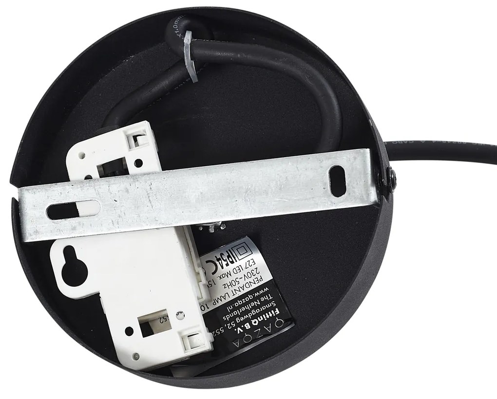 Външна висяща лампа черна с оранжев въжен абажур IP44 - Cava Jayla