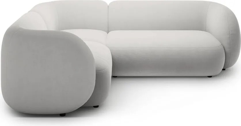 Светлосив кадифен ъглов диван (ляв ъгъл/L форма) Kate – Micadoni