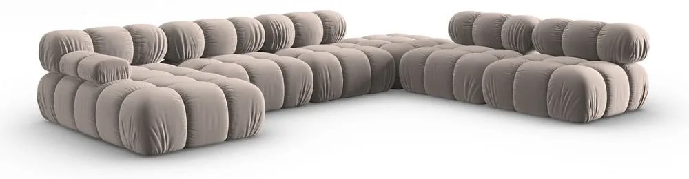 Светлокафяв кадифен модулен ъглов диван (десен ъгъл/U форма) Bellis – Micadoni