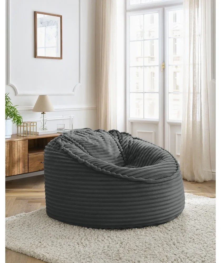 Тъмносив пуф от рипсено кадифе Socrate – Bobochic Paris