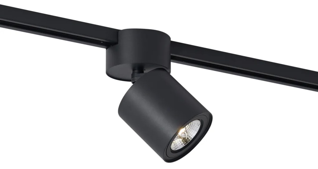Модерен черен прожектор за 1-фазна релсова система GU10 70mm - Iconic Roto
