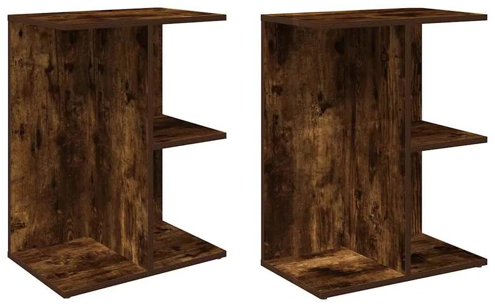 858659 vidaXL Нощни масички, 2 бр, опушен дъб, 46,5x29x61 см, инженерно дърво