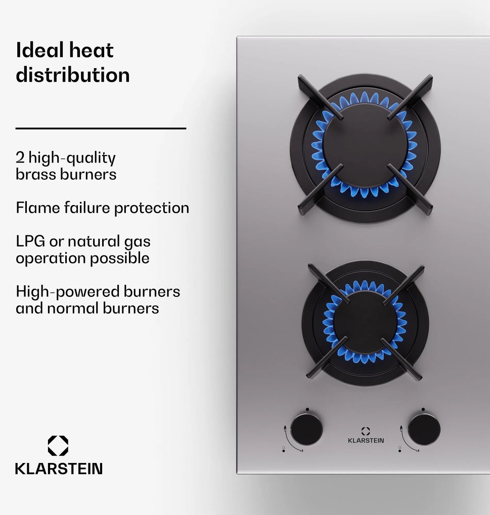 Klarstein Goldflame, газов котлон, 2 месингови горелки, неръждаема стомана