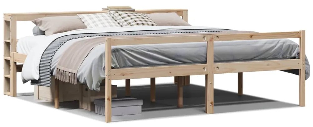 3305871 vidaXL Легло за възрастни с табла, 180x200 см, борово дърво масив