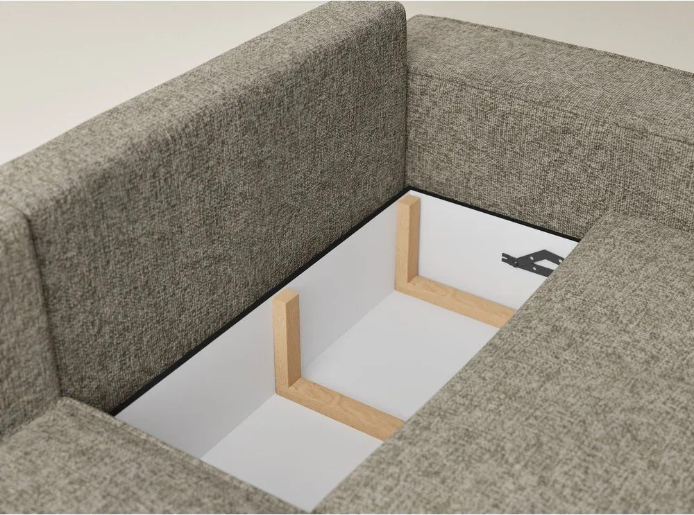 Кафяв шенилов сгъваем/с място за съхранение ъглов диван (ляв ъгъл/L форма) Tonga – Maison de Rêve