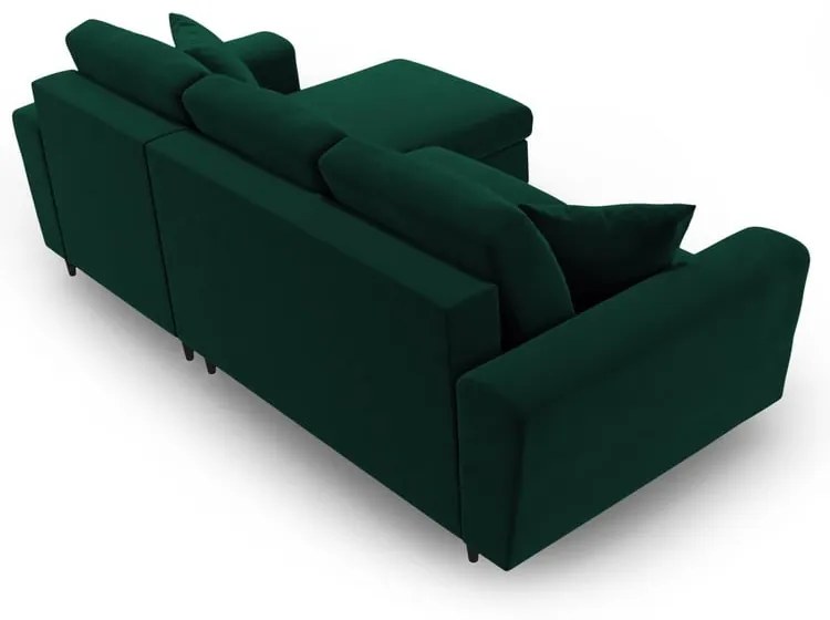 Зелен кадифен разтегателен ъглов диван с място за съхранение Kyoto – Cosmopolitan Design