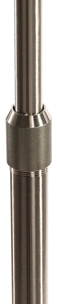 Стоманена аркова лампа с бял платнен абажур 50 см - XXL